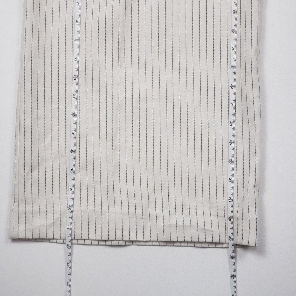 Madewell Superwide-Leg Trouser in Pinstripe Linen Blend Womens 4 Ivory Black - Picture 8 of 16